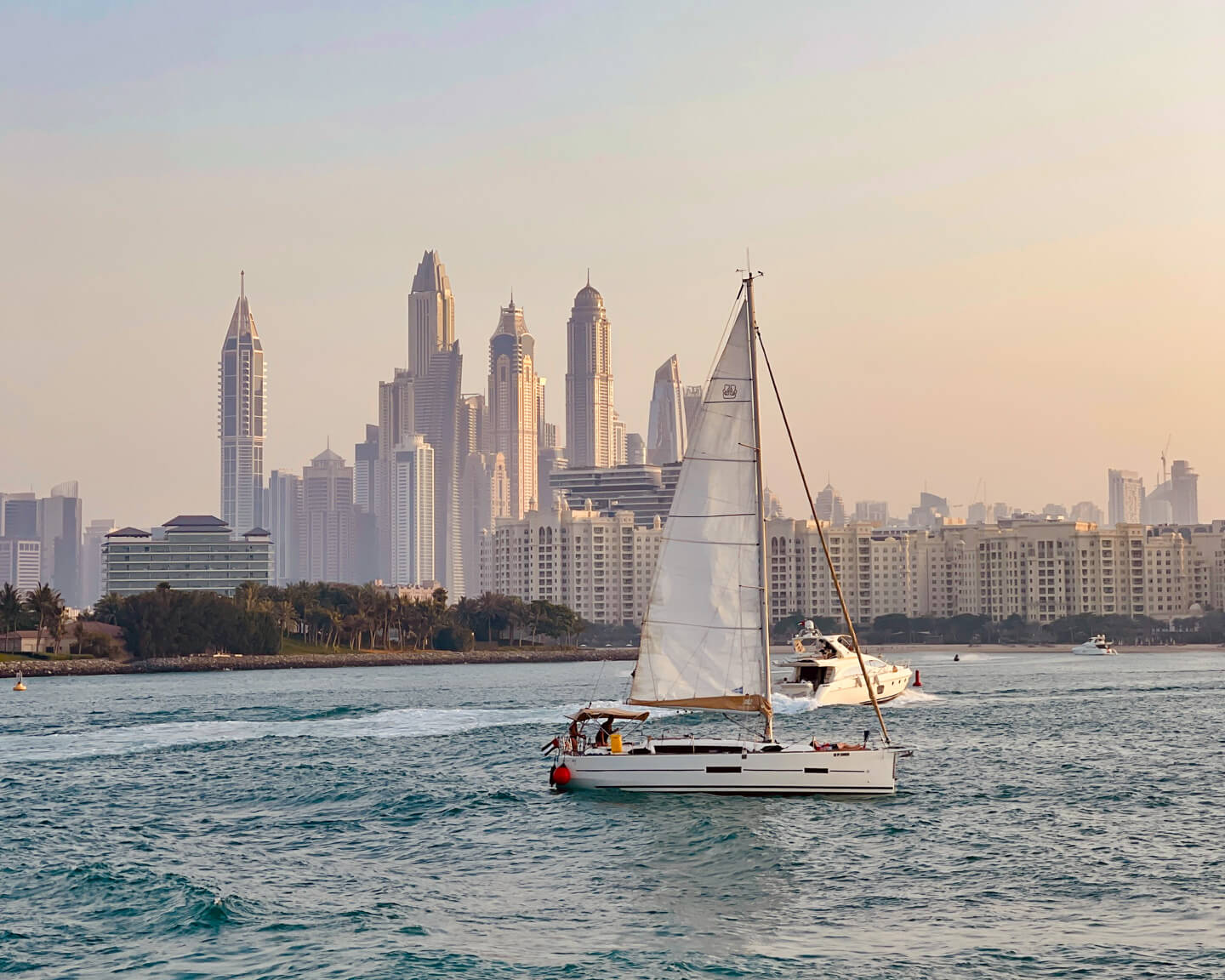 Dubai Marina view with boat