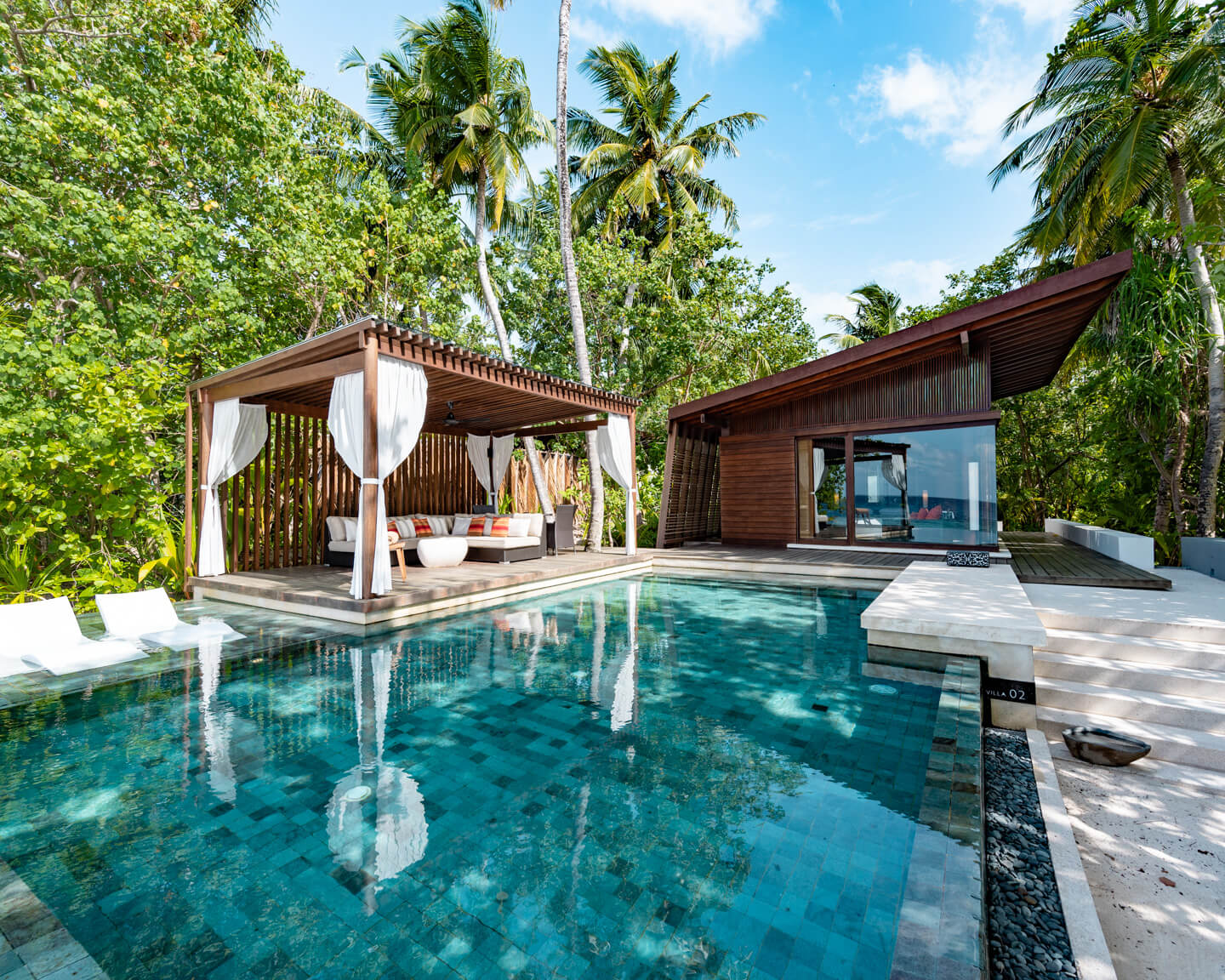 beach villa with pool at the Park Hyatt Maldives Hadahaa