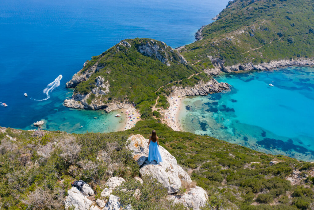 porto timoni aerial view corfu