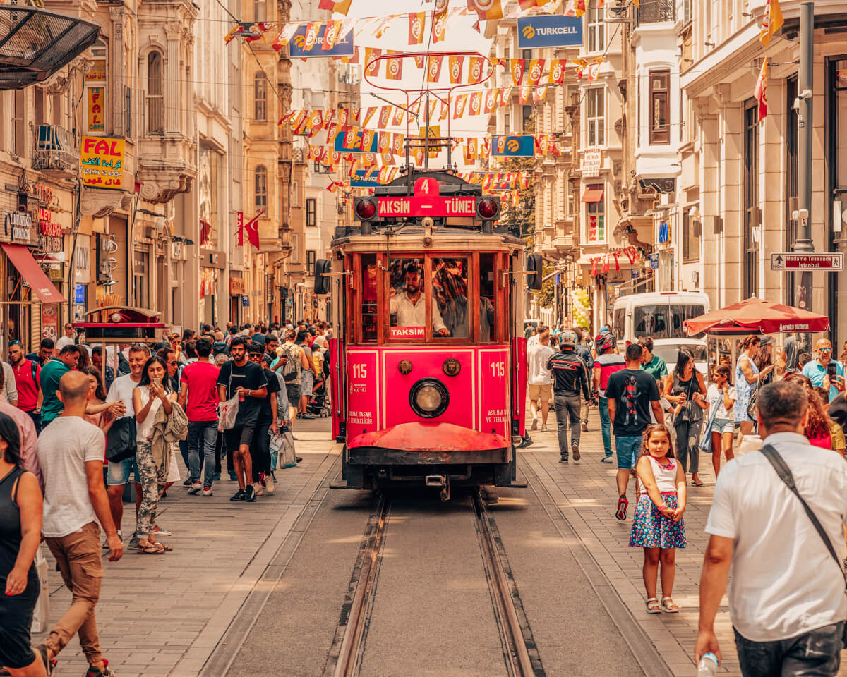 red tram in istanbul