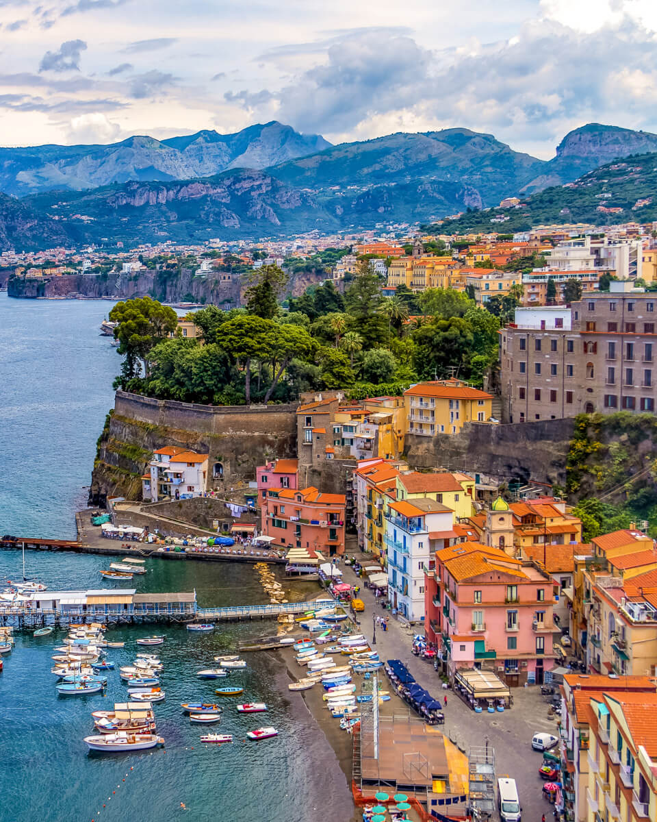 scenic view over Sorrento town in Italy, close to the Amalfi coast