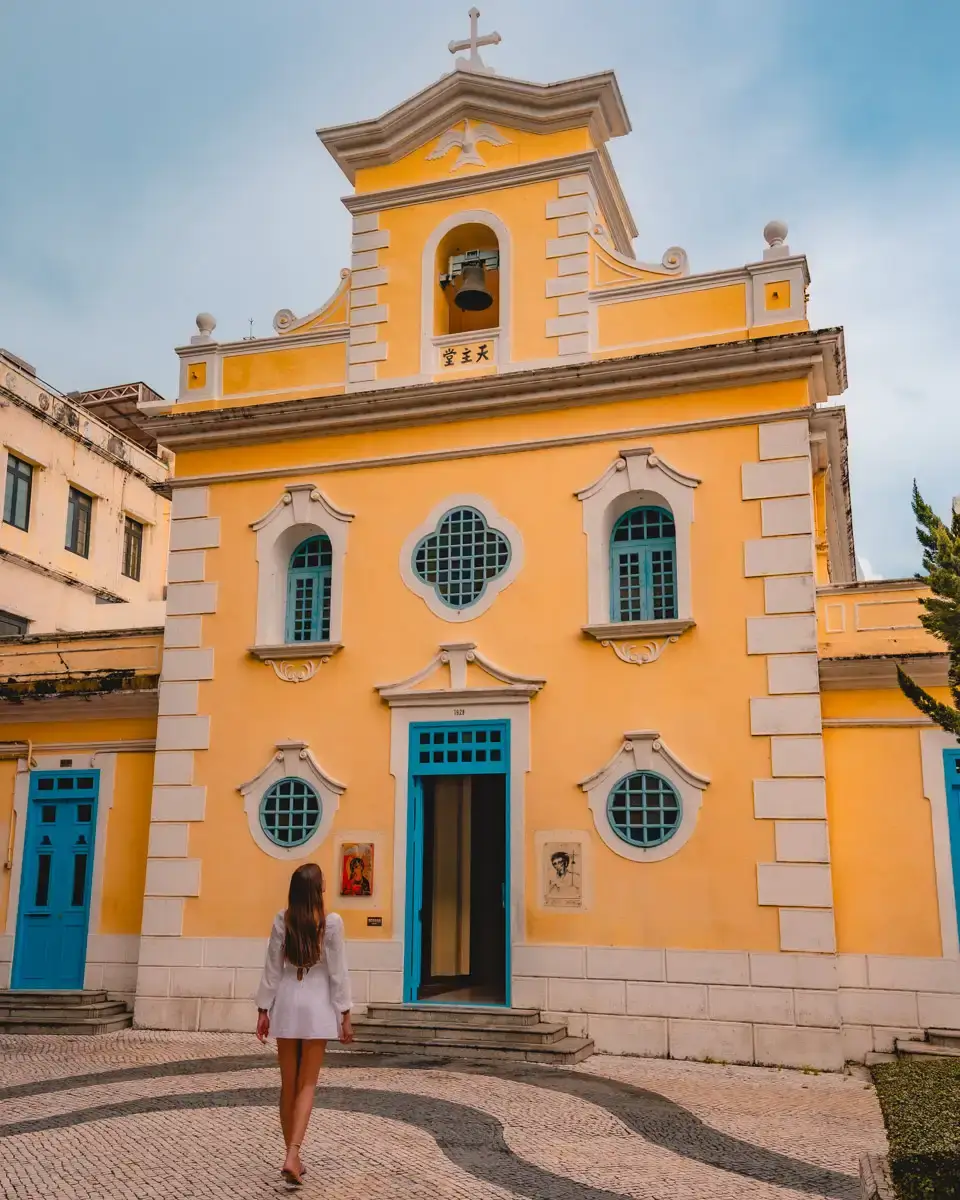 Coloane Village, yellow church in Macao