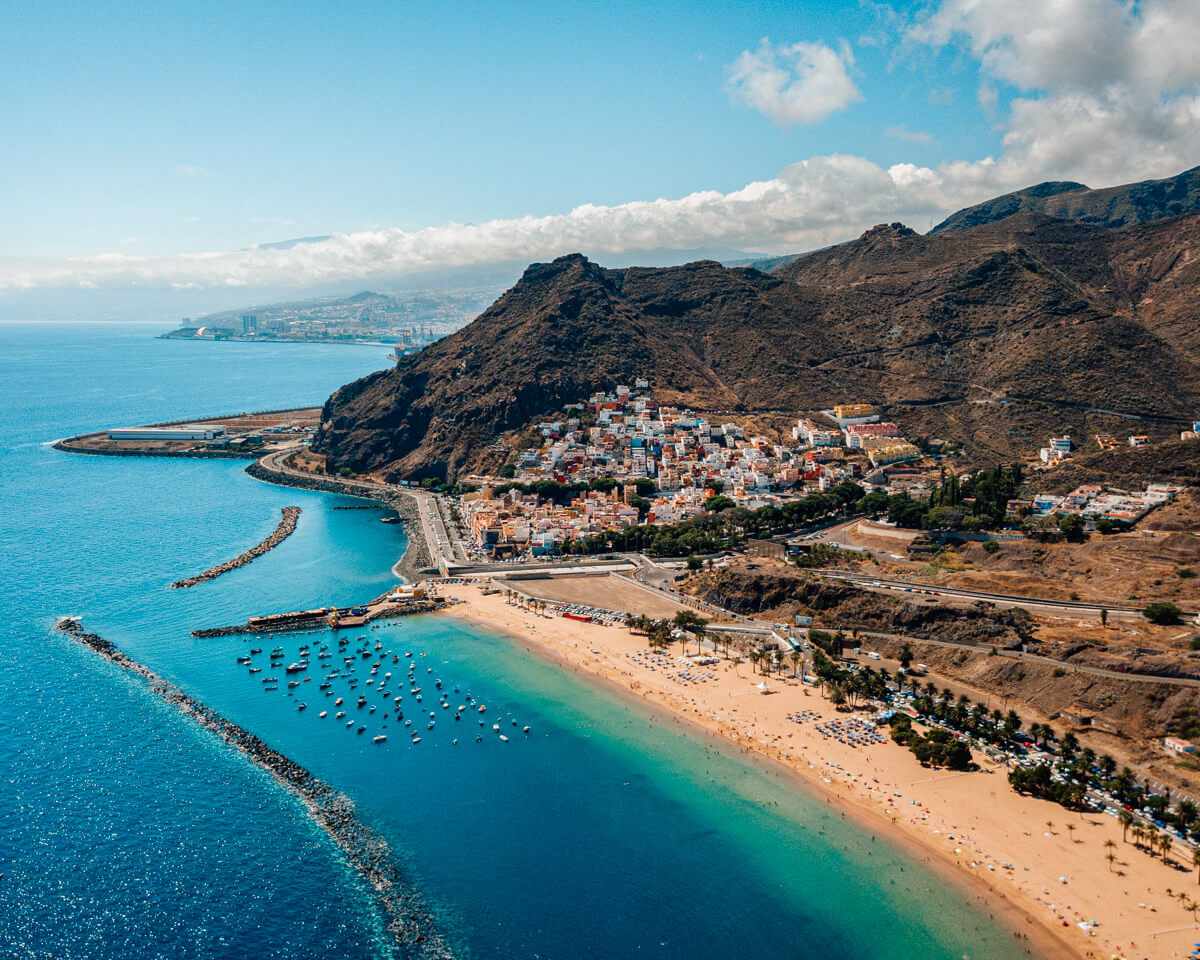 the most beautiful beach in Tenerife is the playa de las Teresitas in Tenerife