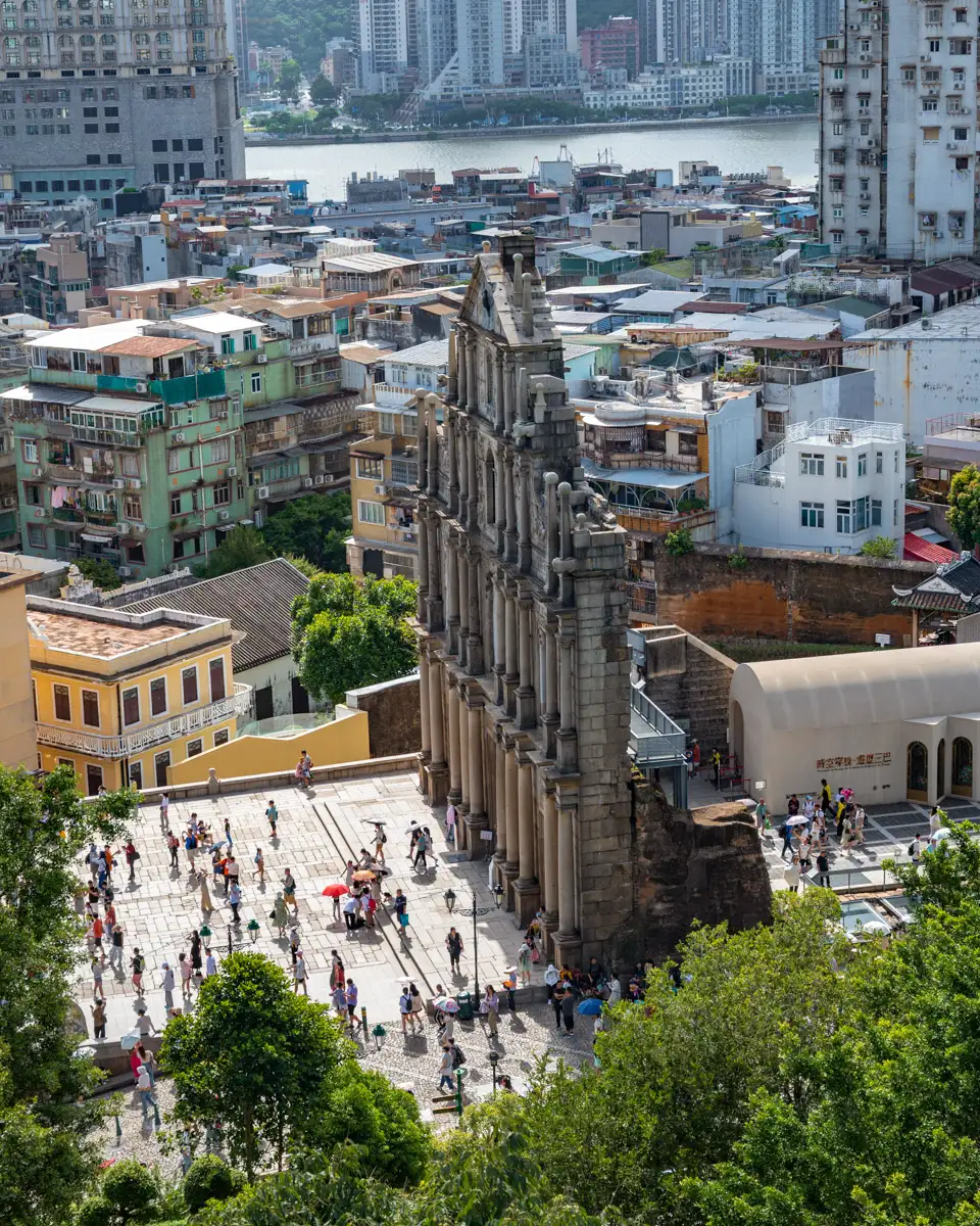 view over St. Paul's church ruin, famous sight in Macao