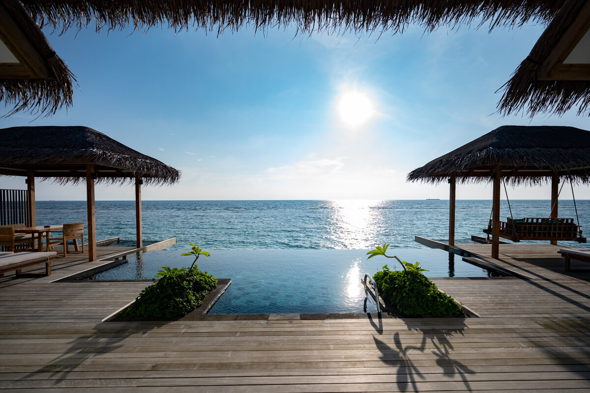 infinity over water pool at the water villa Hilton Maldives Amingiri