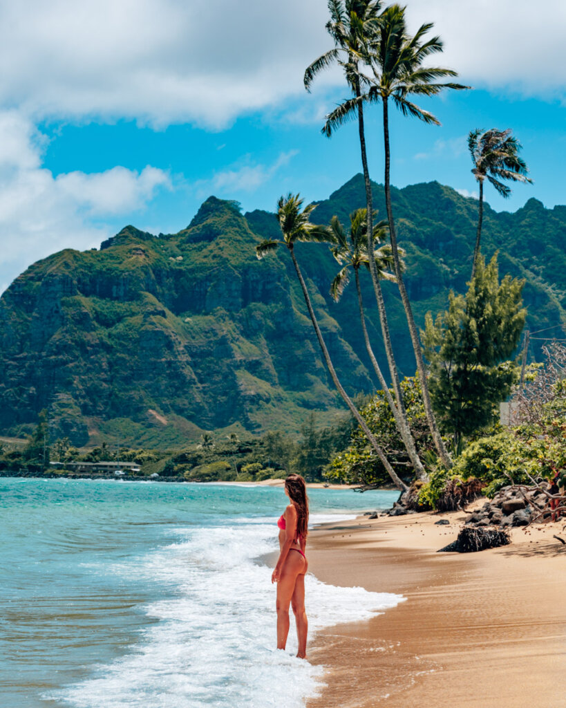 One of the most beautiful beaches in the world, the Kaaawa Beach on Oahu, Hawaii