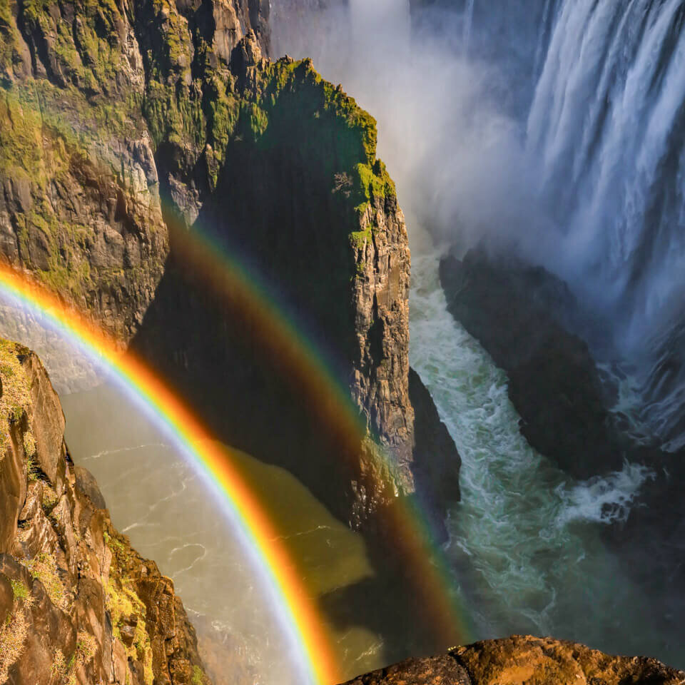 rainbows over the Victoria Falls in Zambia & Zimbabwe