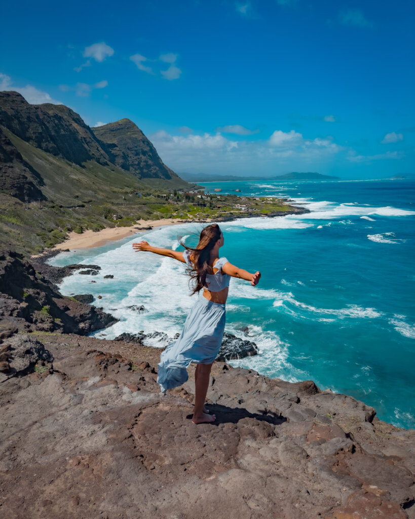 view over the Makapuu Lookout in Oahu, Hawaii, one of the best sights on the island