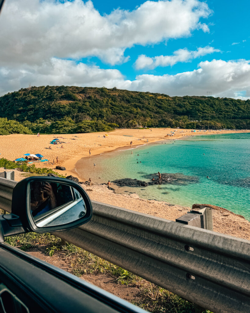 oahu road trip by car along one of the best beaches in oahu Hawaii