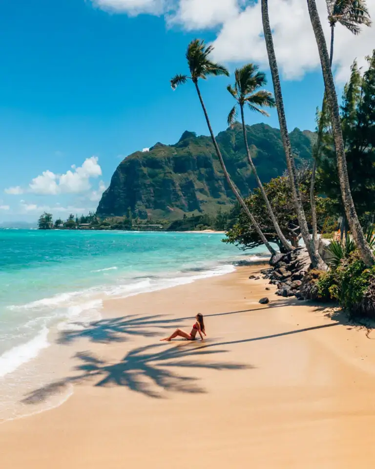 Sitting at the most beautiful beach on Oahu, the Kaaawa Beach