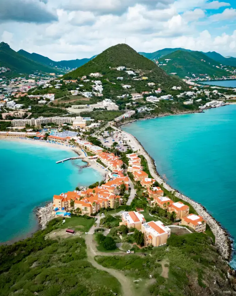 aerial view over the Caribbean Island St. Martin