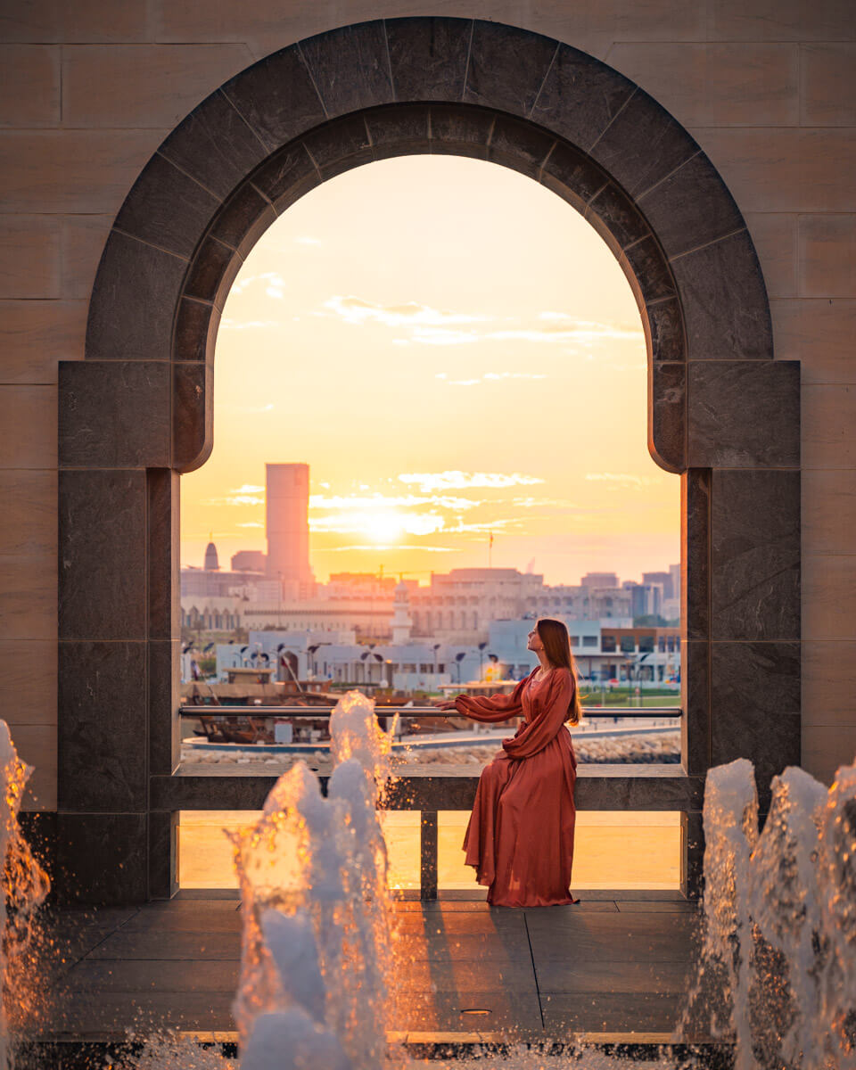 sunset view at the museum of islamic art in Doha, Qatar