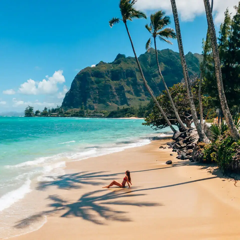 Sitting at the most beautiful beach on Oahu, the Kaaawa Beach