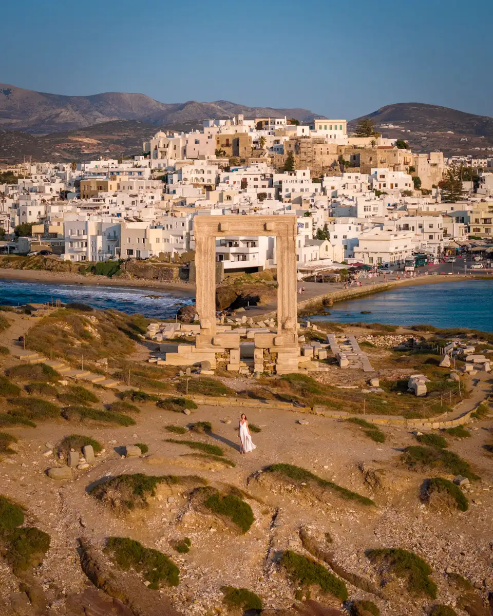 apollo temple portara in Naxos, greece, one of the mot famous sights on the island
