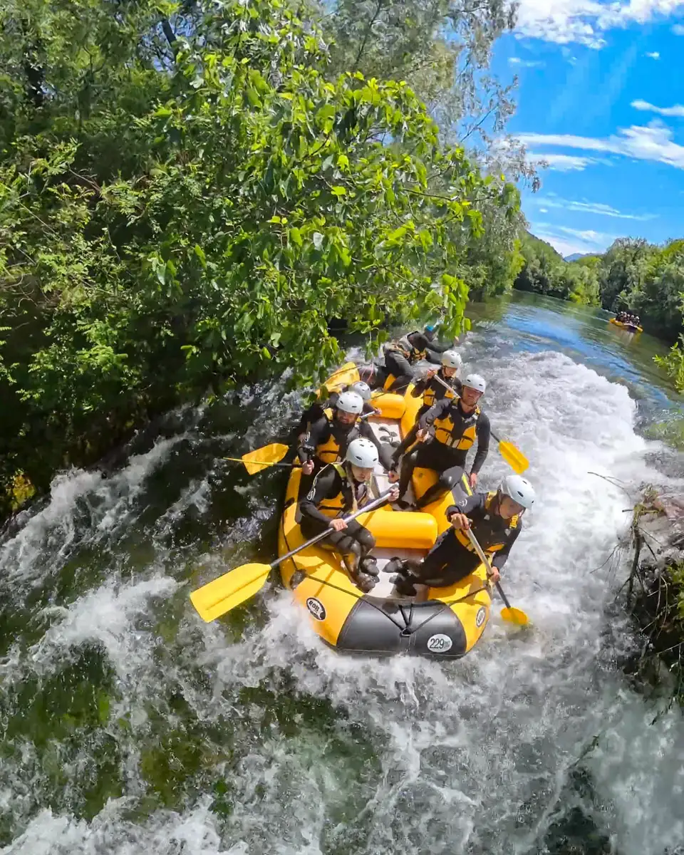 rafting on the retina river in Croatia, one of the most adventurous activities