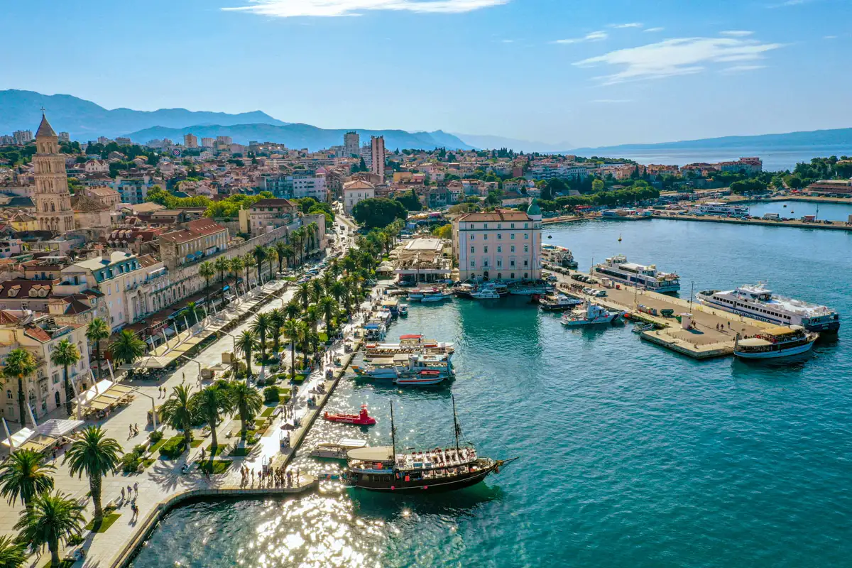aerial view over the promenade of Split in Croatia