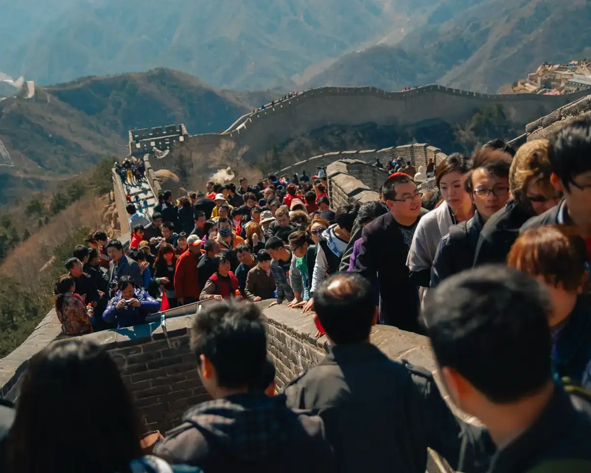 tourists at the great wall of china