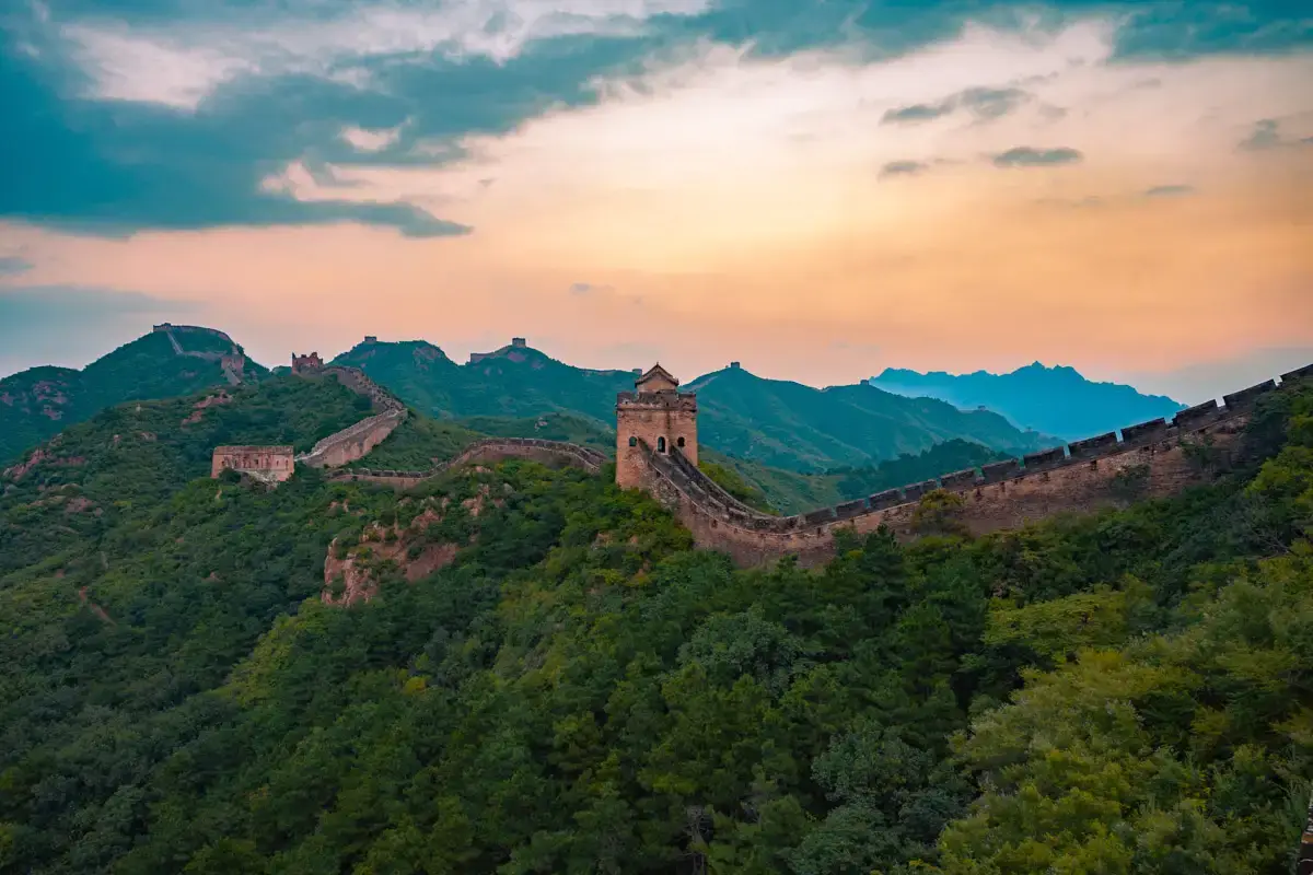 sunset at the Great Wall of China in jisnhanling