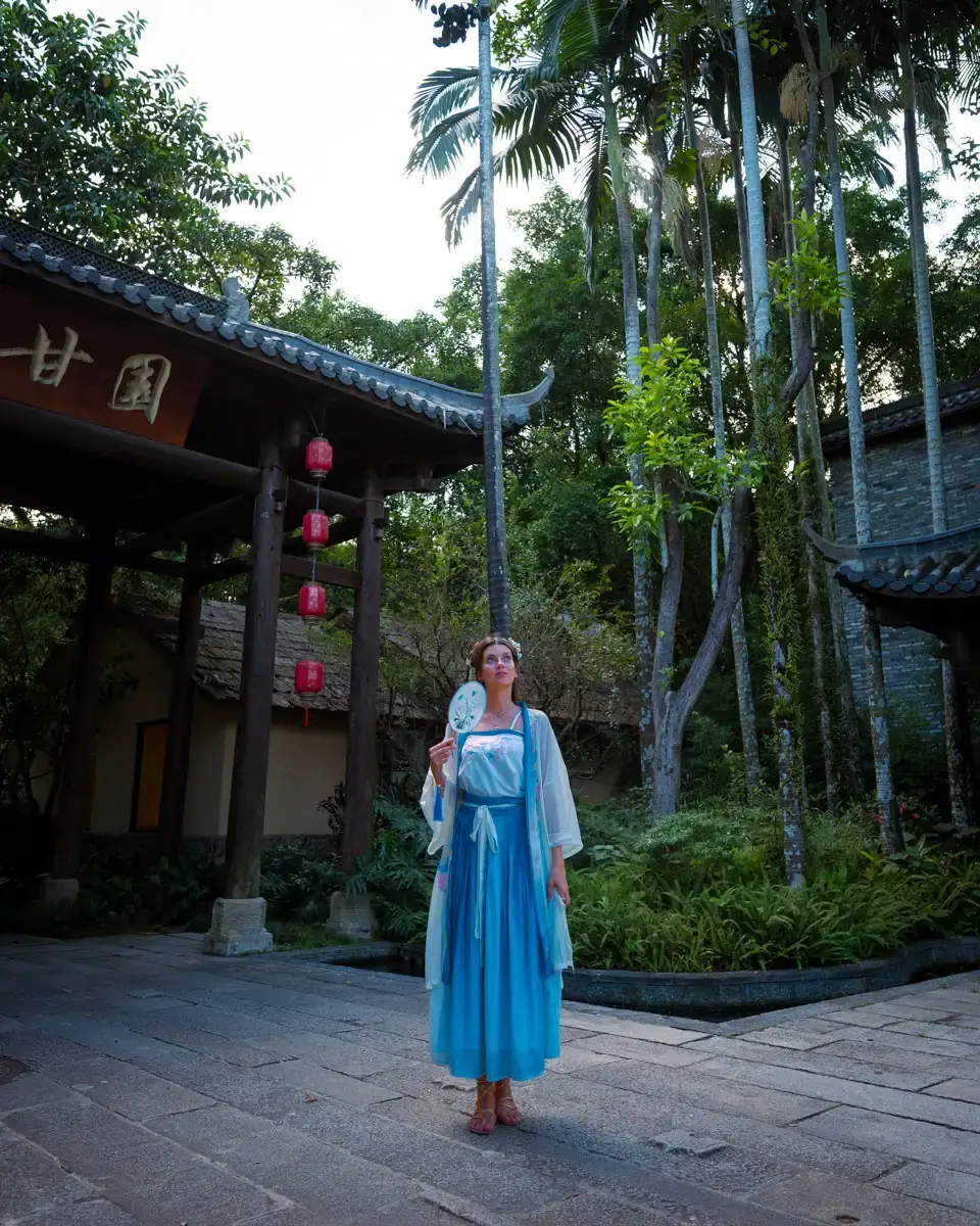 ancient old town in china near Shenzhen, traditional Chinese costume
