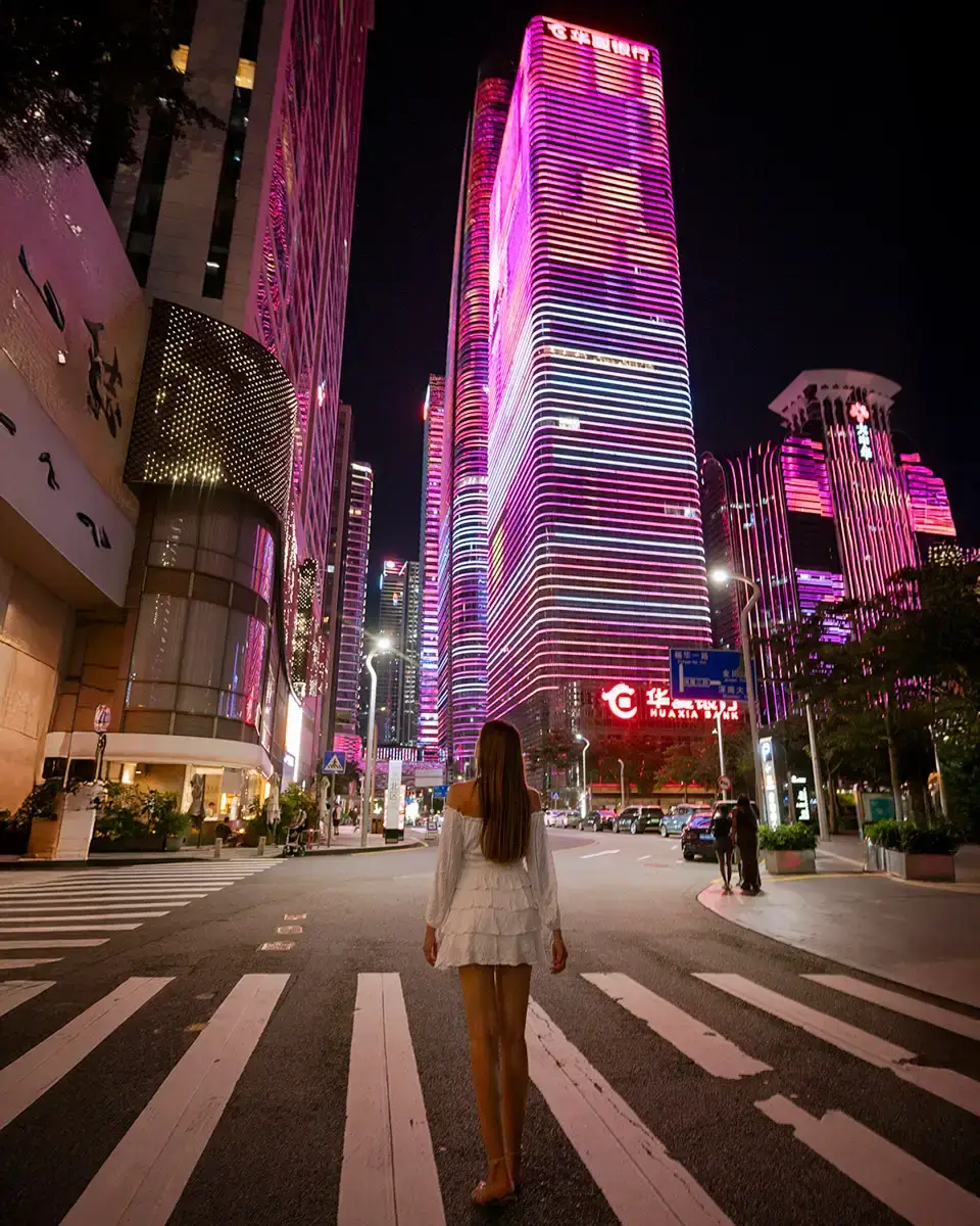 Shenzhen China, Futian street light show