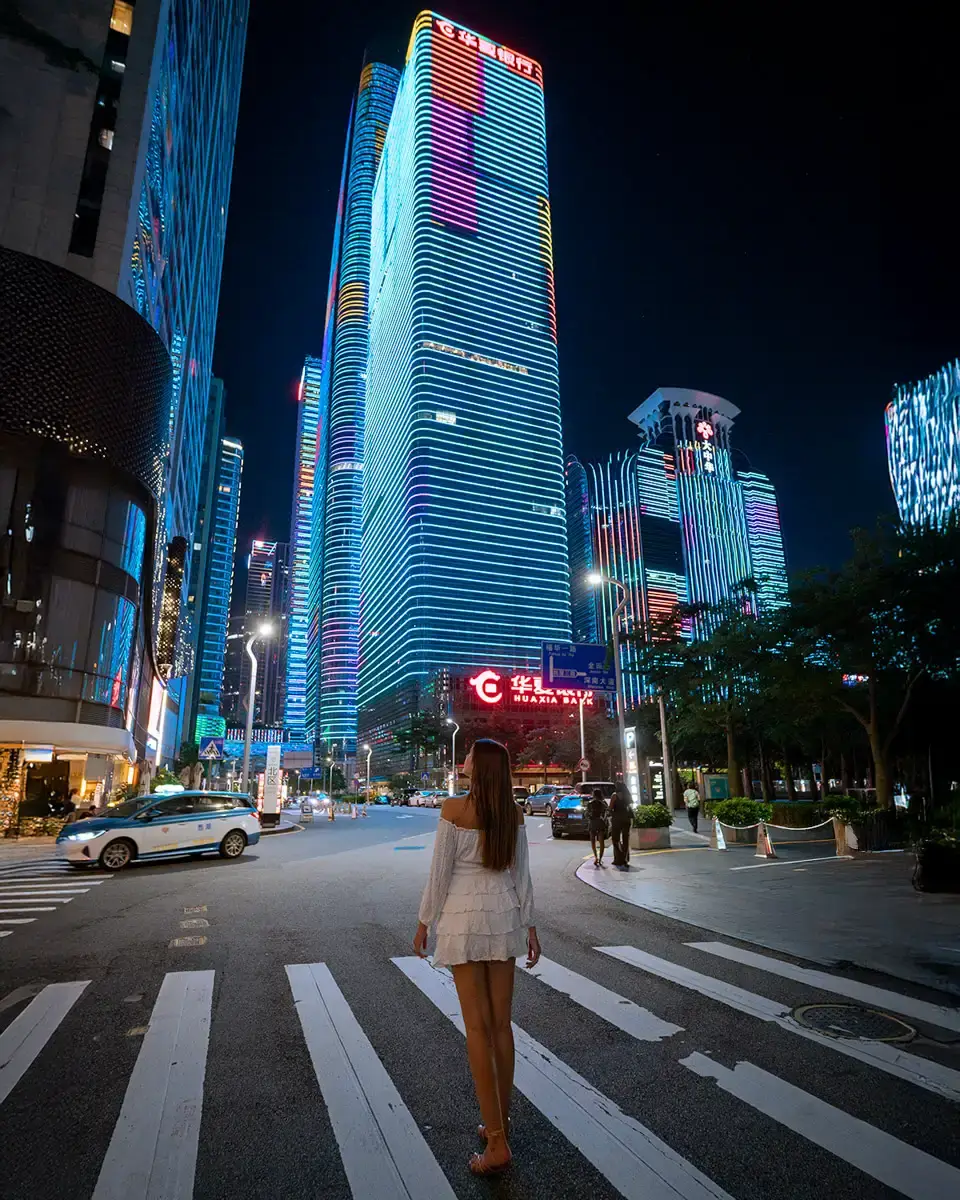 Shenzhen China, Futian street light show